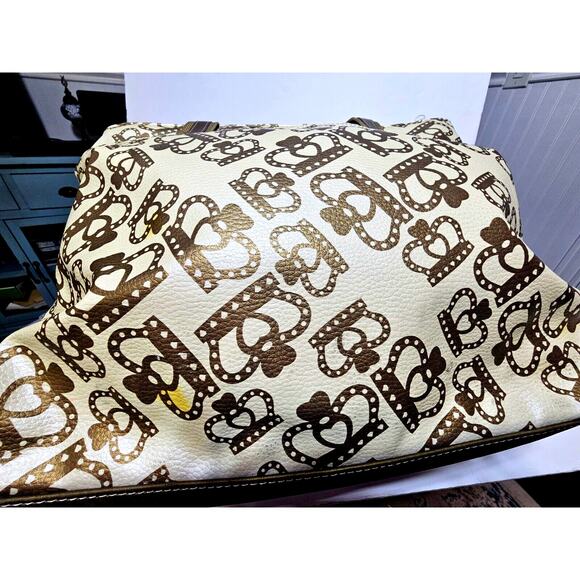 Kathy Van Zeeland Y2K Carry On Crown Duffel Bag Suitcase Vintage Gold/Cream - Picture 11 of 16